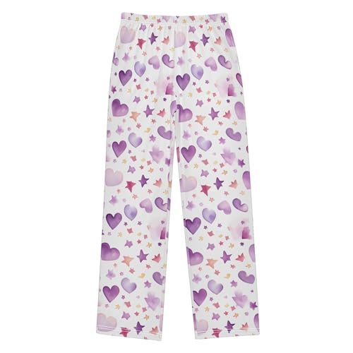 Hearts Long Pajama Pants Elastic Waist PJ Bottoms with Pockets S A1118792