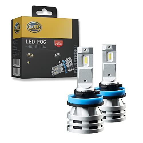Hella H11 / H8 / H16 LED Fog Light Bulb â€“ 6500K Cool White Light â€“ LED Bulb for Fog Lamp Replacement - Pack of 2 LED Retro Fit 226971551
