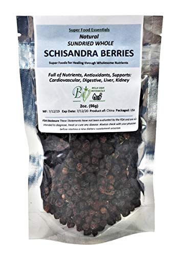 Bella Vida Cures Natural Schisandra Berries-Sun Dried Whole Berries-100%Pure-Anti Aging-Liver Detox-Medicial Super Herb-2oz