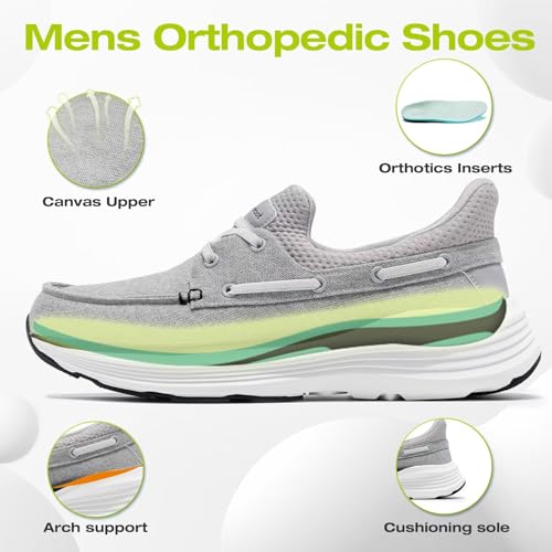 OrthoComfoot Men's Orthopedic Slip On Loafers: Comfortable Arch Support Loafers for Plantar Fasciitis, Orthotic Flat Feet Casual Walking Shoes for Foot and Heel Pain Relief3