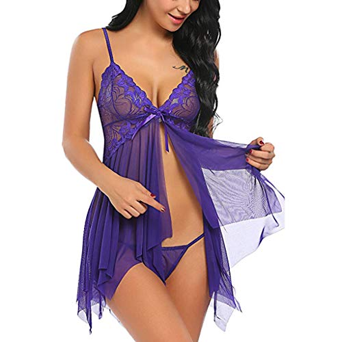 Lingerie feminina sexy, lingerie feminina com fecho frontal, babydoll de renda, gola V, babados, rou