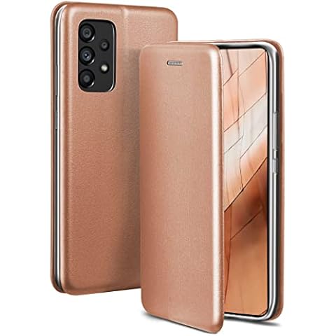ONEFLOW Mobile Phone Case Compatible with Samsung Galaxy A53 5G, Foldable Mobile Phone Case with Card Slot, Flip Case Function, Leather Look Flip Case with Silicone Bumper, Rose Gold Cover