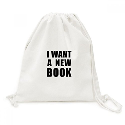 Drawstring backpack toile voyage sac léger motif Je Veux Un Nouveau Livre