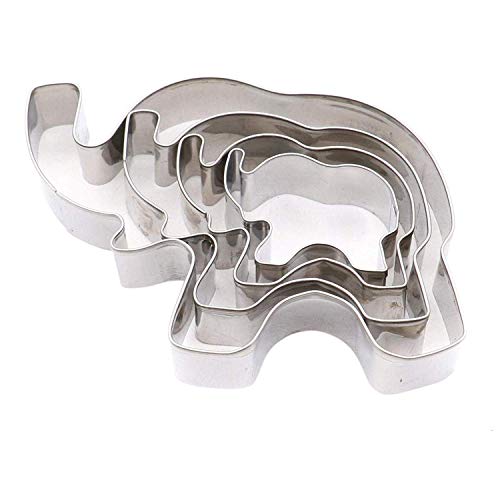 4 Pezzi in Acciaio Inox Elephant Cookie Cutters, Elefante Forma Biscotto Stampo Di Cottura Biscotto Stampo, Animale Cookie Cutter Set Diy Di Cottura Strumenti