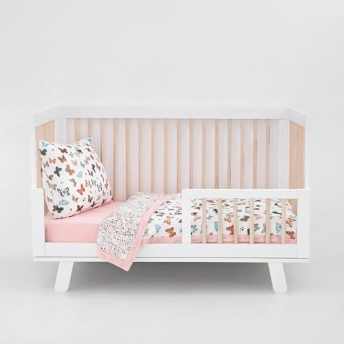 Image of Little Unicorn Toddler Bedding 3-Piece Set | Includes Comforter, Crib Sheet & Pillowcase | Soft & Breathable Muslin Fabric | for Convertible Cribs & Toddler Beds (Butterflies)