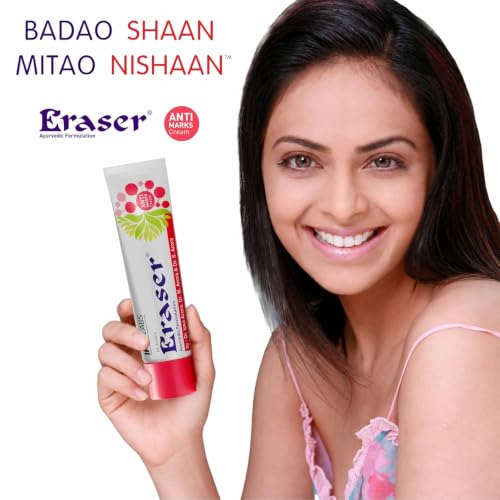 Image of Eraser Ayurvedic Anti Marks & Dark Spots Removal Cream - Unisex (25g*6) | with Wheat Germ Oil, Haldi, Neem, Rose, Kesar | Dark Circle | Pregnancy Delivery Marks | Pigmentation, Wrinkles, Blemishes