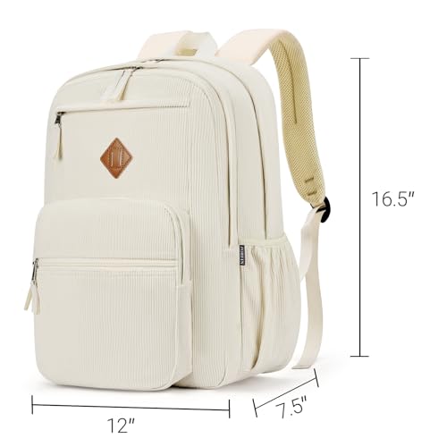 ZORFIN 26L Backpack for School, College, and Travel: Corduroy Bookbag with 8 Compartments - Vintage Lace