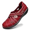 Irrefour Women’s Classic Genuine Leather Casual Loafer Cute Slip-On Fashion Closed Toe Flat Sandal Comfy Work Sandal…
