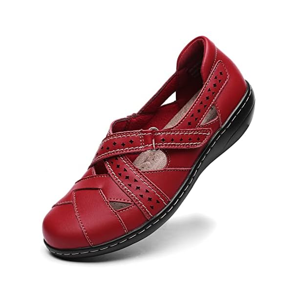 Irrefour Women's Classic Genuine Leather Casual Loafer Cute Slip-On Fashion Closed Toe Flat Sandal Comfy Work Sandal…