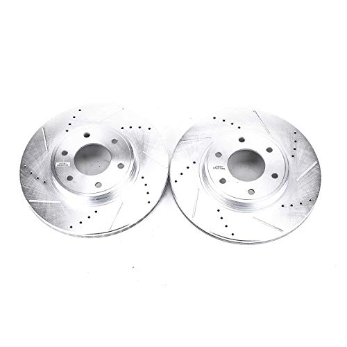 Image of PowerStop Evolution Front Brake Rotors For Chevrolet Trailblazer 2006-09 | Saab 9-7x 2008-09 - Drilled and Slotted Performance Disc Rotors Upgrade, AR82120XPR