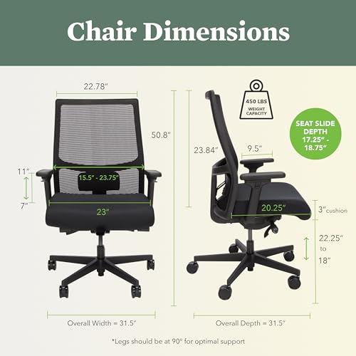 Image of HON Ignition 2.0 Big and Tall Ergonomic Mesh Office Chair, 450 lb Capacity, Extra‑Wide High‑Back Desk Chair with Adjustable Arms, Lumbar Support, Tilt Recline, Swivel Wheels, Black Frame, Black