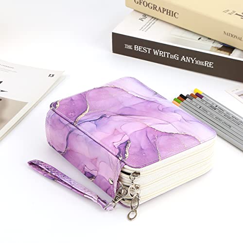 Image of 72 Slots Pencil Case Organizer w /Removal Handle Strap | 3-Layer Zipped Pencils Box Large for Colored Pencils Watercolor Pencils for Office and Travel for Artist