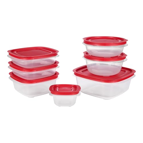 Rubbermaid EasyStore Square and Round Containers, 14-Piece Set, Food Storage Containers, Food Storage Containers with Lids