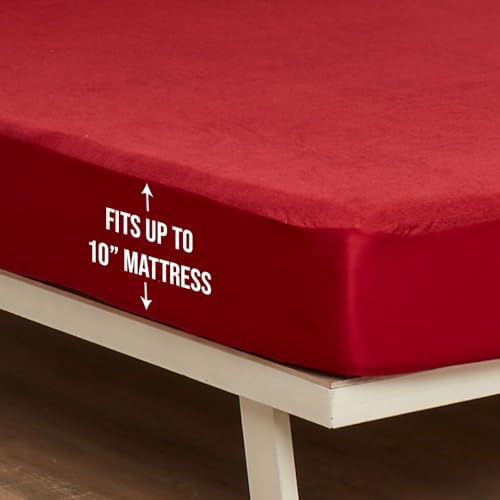 Image of Wakefit 100% Waterproof Premium Cotton Mattress Protector | Breathable and Hypoallergenic Ultra Soft Fitted Bed Protector 75 inchx36 inch - Single, Maroon