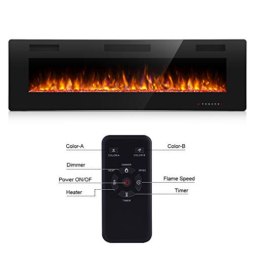 Antarctic Star 36 Inch Electric Fireplace in-Wall Recessed and Wall Mounted, Fireplace Heater and Linear Fireplace with Multicolor Flame, Timer, 750/1500W Control by Touch Panel & Remote by Antarctic Star - Image 3