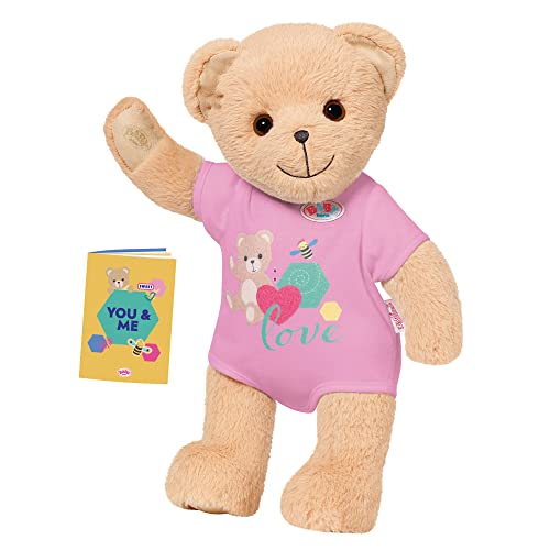 BABY Born Zapf Creation Orsetto Con Tutina Bianca 36 Cm – Peluche Con Braccia E Gambe Mobili, Testa Girevole – Amico Del Cuore Con Libro Dell'Amicizia