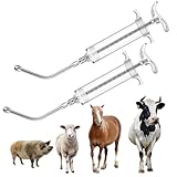 Threlaco 2 Pcs 50ml Large Drench Gun for Goats Large Dosage Feeding Gun Reusable Veterinary Medicine Syringe Continuous Dosing Feeding Dispenser for Goat Sheep Cattle Horse Livestock(Stylish)