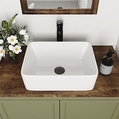Rectangle Vessel Sink, Deervalley Dv-1V0048 Liberty 16" X 12'' White Bathroom Sink Ceramic Above Counter Sink Bowl #TOP1
