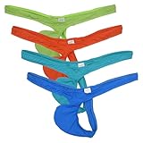 Sexy Men's Sports Thong Bikini Underwear Narrow Front Hipster T-back Posing Jockstrap Tangas Panties 4-Pack AOLBl XL