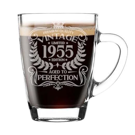 Regalo de cumpleaños número 69 para hombres, estilo vintage de 1955, envejecido a la perfección, taza de vidrio grabada, regalo para amantes del café, taza de té, regalo para niños de 69 años, taza de