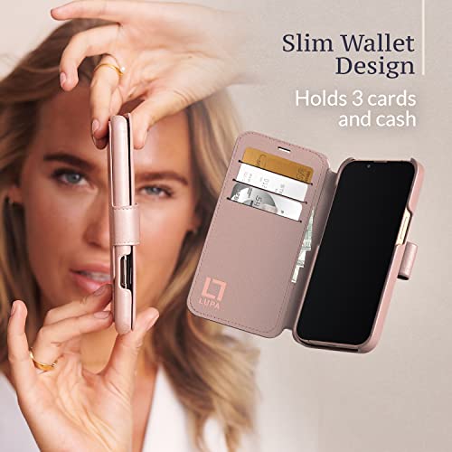 LUPA iPhone X Wallet Case -Slim & Lightweight iPhone X Flip Case with Credit Card Holder - iPhone 10 Wallet Case For Women & Men - Faux Leather i phone Xs Purse Cases with Magnetic Closure – Rose Gold - Thumbnail 2