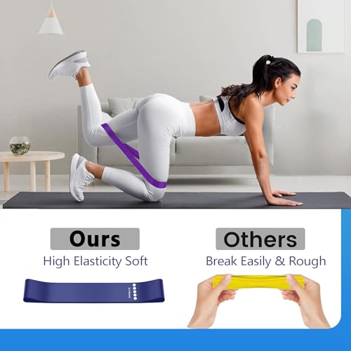 Fitnessbänder Set, Latex Fitness bänder 5er Set, 5 Verschiedene Stärken trainingsbänder Mit Übungsanleitung & Tragebeutel, Resistance Bands Set für Muskelaufbau, Yoga, Pilates, Krafttraining