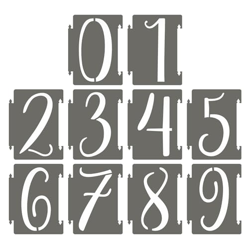 PATIKIL 20 Stück 15,2 cm große Zahlenschablonen, 0–9 Adressnummern-Schablonen, wiederverwendbare digitale Kunststoff-Vorlagen zum Basteln, Zeichenschablonen, Vorlagen, Weiß