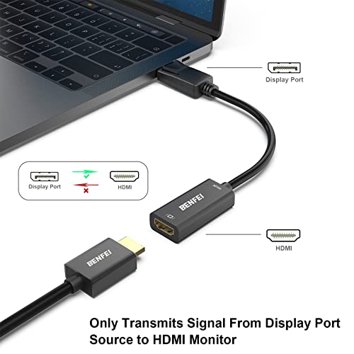 image for DisplayPort to HDMI, Benfei 4K@30Hz Gold-Plated DP Display Port to HDM