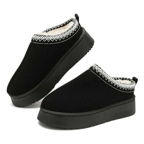 Rumkok Bottes Femme Hiver, Chic Chaude Confort Antidérapant Fourrées Imperméables Bottes de Neige, Adulte Boots Bottines Fourrées Chaussettes Chaussons pour L'extérieur