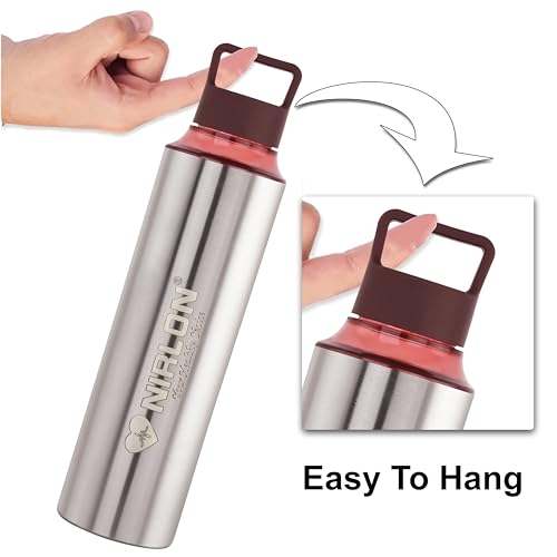 Image of NIRLON Eco Pure Single Wall Stainless Steel Water Bottle, Water Bottles For Fridge Pack of 3 |Leak Proof|Office|Gym Bottle|Home|Kitchen|Hiking|Treking Bottle|Travel Bottle [Brown Color|900ml]