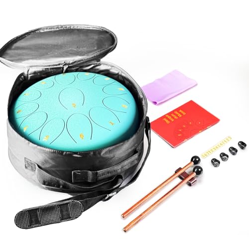 REGIS Steel Tongue Drum 12 Inch 13 Notes C Major – Handpan Drum Percussion Instrument for Adults, Beginner Friendly Music Gift with Mallets, Music Book & Carry Bag (malachite) by REGIS - Used condition - Image 4