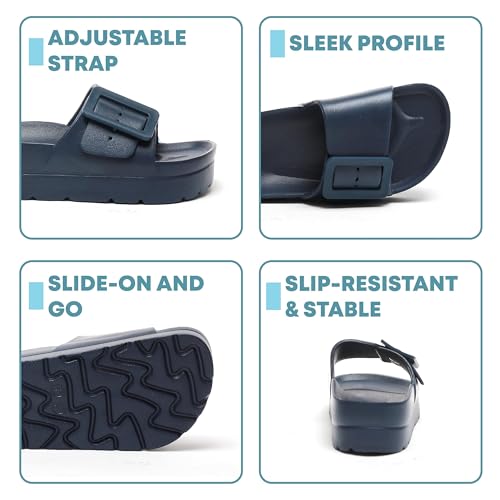 Happyo MUCHO MAHALO Maui Women's Platform Sandals, Adjustable Buckle Flat Sandals with Arch Support, EVA Foam Slides with Thick Soles Extra Cushion3