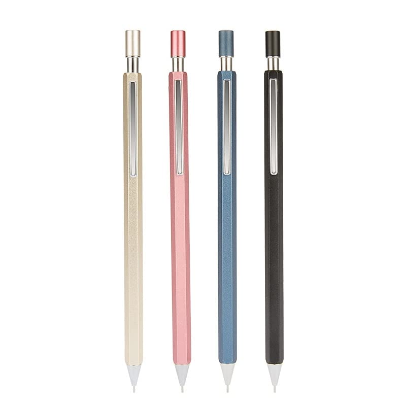 Druckbleistifte, 1 Stück, Metallstift, Druckbleistift, Bürostift, mattierter Metallstift, Aktivitäts-Graphitstift, Schreibwaren für Schüler (0,5 mm Schwarz) (0,7 mm Gold)