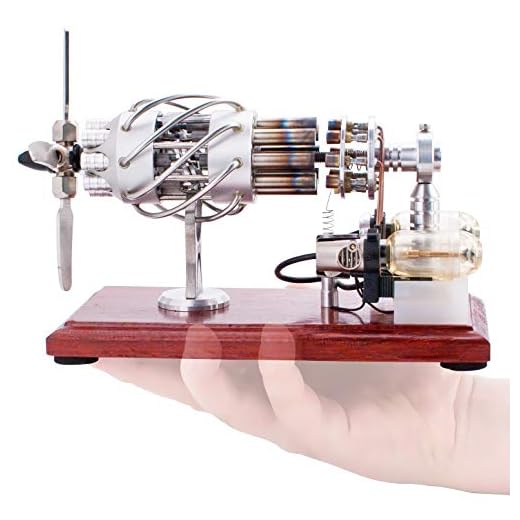 DjuiinoStar 16-Cylinders Hot Air Stirling Engine, Cool Desk Décor, Science with Fun! DHA-M-901