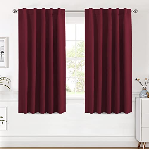 Image of H.VERSAILTEX Christmas Blackout Curtains Thermal Insulated Window Treatment Panels Blackout Drapes for Living Room Back Tab /Rod Pocket Bedroom Draperies (2 Panels, Burgundy, 42 x 54 Inch)