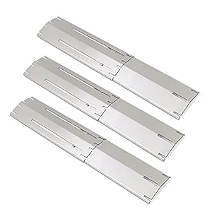 Universal Replacement Heavy Duty Adjustable Heat Plate Shield, Stainless Steel Heat Tent, Burner Cover, Flavorizer Bar, Flamer Tamer for Gas Grill Models, Extends from 11.75″ up to 21″ L, 3 Pack