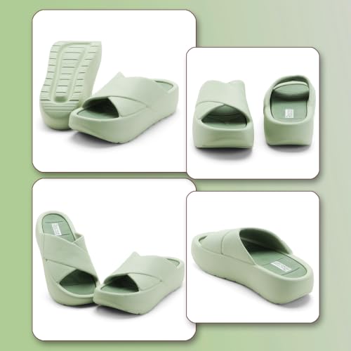 Image of DOCTOR HEALTH SUPER SOFT Women's Orthopedic Cross Strap Slides | Ultra Soft Cushioned Lightweight Slip-On Slippers | Anti-Skid Comfortable Platform Sandals for Everyday Wear