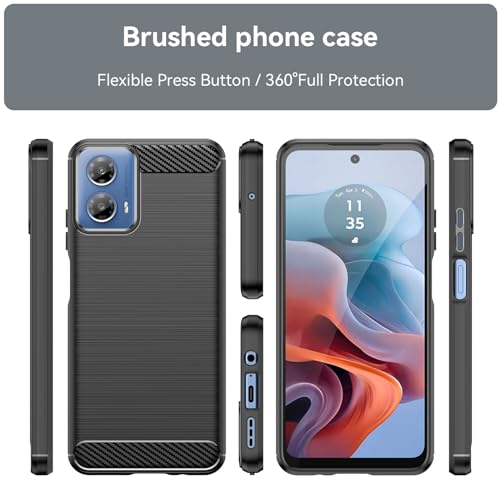 LYZXMY Protective Film for Motorola Moto G34 5G Case black Carbon Fiber + 1 x Tempered Glass - Image 2
