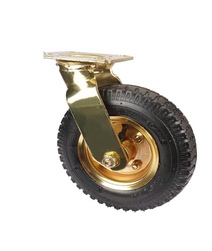 1 Piece Caster 8 inches Gold-Plated Pneumatic Wheel Rubber Hotel Luggage Trolley Aviation Universal (Color : 8-inch-A-Active)4
