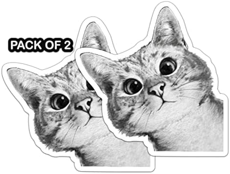 Imperial Vibes | Peeking Cute Cat | Vinyl Decal for Car Truck Van SUV Window Wall Cup Laptop, Waterproof Vinyl Window Bumper Sticker | 2Pack 5X5 inches | - Imp 31