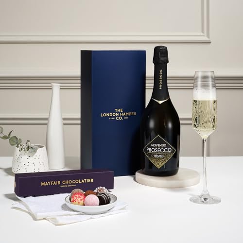Prosecco & Luxury Chocolate Truffles Gift Set Hamper - Mayfair Chocolatier - Gift for Birthday Christmas Mothers Day Valentines Day Anniversary Fathers Day Easter Gift - The London Hamper Co.