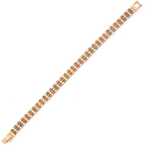 COLLECTION BIJOUX 100 Womens Ladies Fashion Accessories Jewelry 14K Gold Plated Crystal Three Row Tennis Bracelet in Light Colorado Topaz and Crystal AB Combination Cover