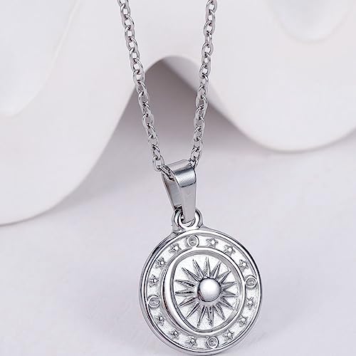 Jude Jewelers Stainless Steel Sun Moon Star Round Shaped Holiday Summer Beach Pendant Necklace3