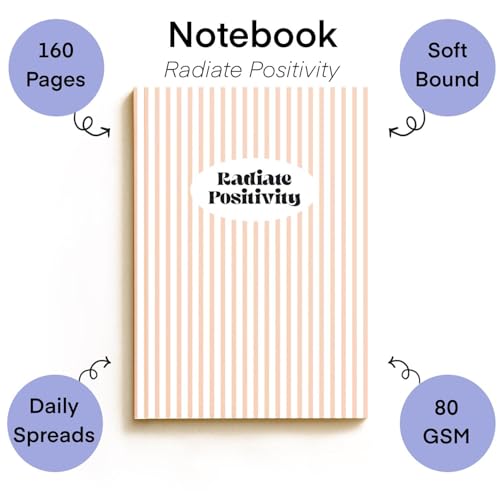 Image of KALP A5 Notebook with Pocket Diary Set - 160 Pages, 80 GSM - Ruled, Soft Cover, Combo for Notes, Journaling, Daily Planning, Perfect for Gifting (Radiate Positivity)