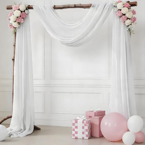 White Wedding Arch Draping Chiffon Fabric (29 x 20ft)