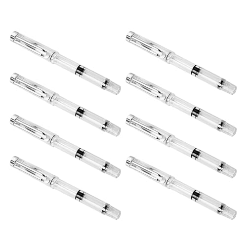 Totority 8pcs Piston-filled Flexible Brush Tip Fountain Pen for Sketch Drawing Scrapbook and Calligraphy Painting Refillable Brush Pens