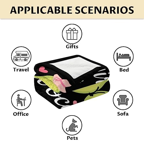 Blanket for Girls - 30"x40" Cute Avocado Throw Gifts - Black Soft Fuzzy Blankets for Couch & Office