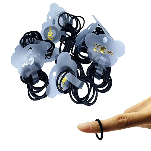 ZCOINS, 100 Stück Mini-Haarbänder für dünne Haare, zum binden eines Pferdeschwanzes, Haarbänder für Neugeborene und Kleinkinder, Schwarz - 2,5 cm Cover