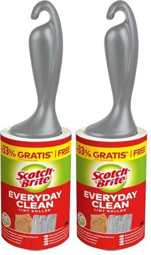 Scotch-Brite Rodillo Quitapelusas de Uso Diario Everyday Clean - 1 Rollo de 75 Hojas - Funciona Muy Bien en Pelo de Mascotas, Ropa, Muebles y más (Paquete de 2)