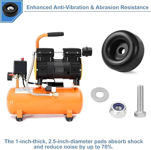 Heavy-Duty Anti-Vibration Rubber Feet for Pressure Washers, Compressors, Trailers, and Generators Rubber Mounting Feet 1 x 2.5 Inches 4-Piece Set with Screw Kit
